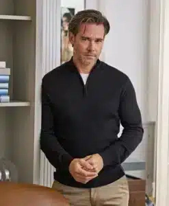 Merinotröja med halv dragkedja - Herr